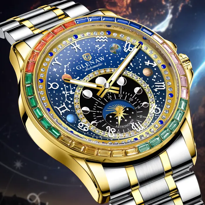Nouvelle Montre Mécanique GLENAW 2025 Cercle Arc-en-ciel pour Hommes