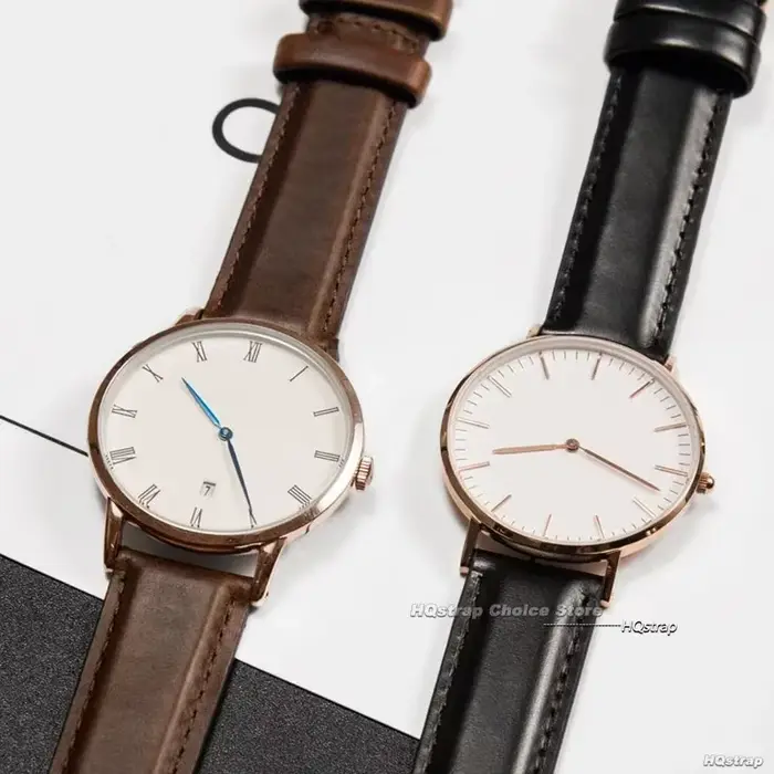 Bracelet de montre en cuir véritable pour homme et femme, variété de couleurs et largeurs, élégant pour diverses occasions et cadeaux spéciaux