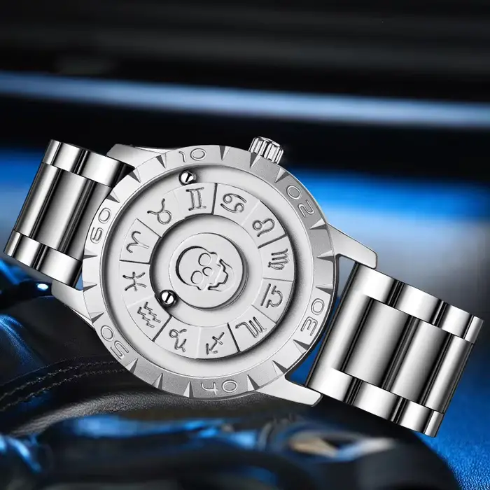 Montre de luxe à crâne pour homme, quartz, résistance à l'eau, style fashion et casual, fermeture pliant sécurisée, multiple couleurs disponibles