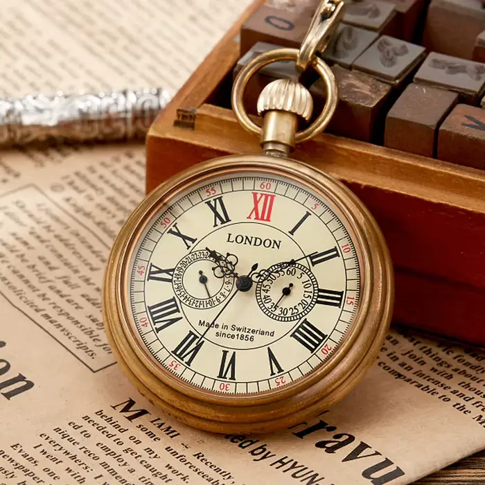Montre de Poche Mécanique à 5 Aiguilles pour Homme