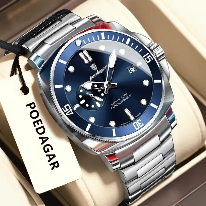 POEDAGAR haut à la mode montre de luxe pour hommes étanche lumineux Date montres