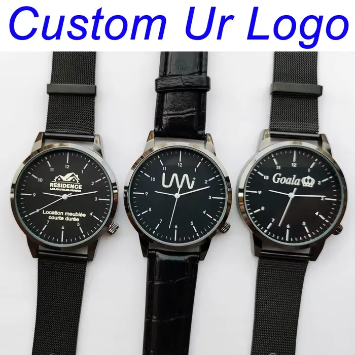 Personnalisé graver gratuitement avec votre nom Logo hommes dame montre-bracelet résistant à l'eau 3ATM