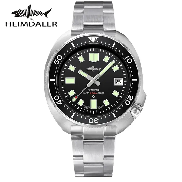 Heimdallr NH35A montre de plongée automatique 44mm 200M étanche saphir céramique lunette C3 lumineux hommes montres