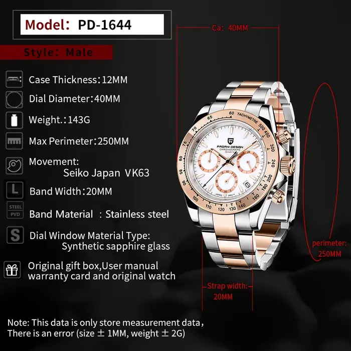 Montres pour hommes PAGANI DESIGN New Ice Blue 1644