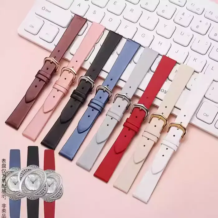 Bracelet de montre universel en cuir véritable à rayures satinées