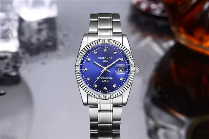 Montre étanche avec date analogique pour homme