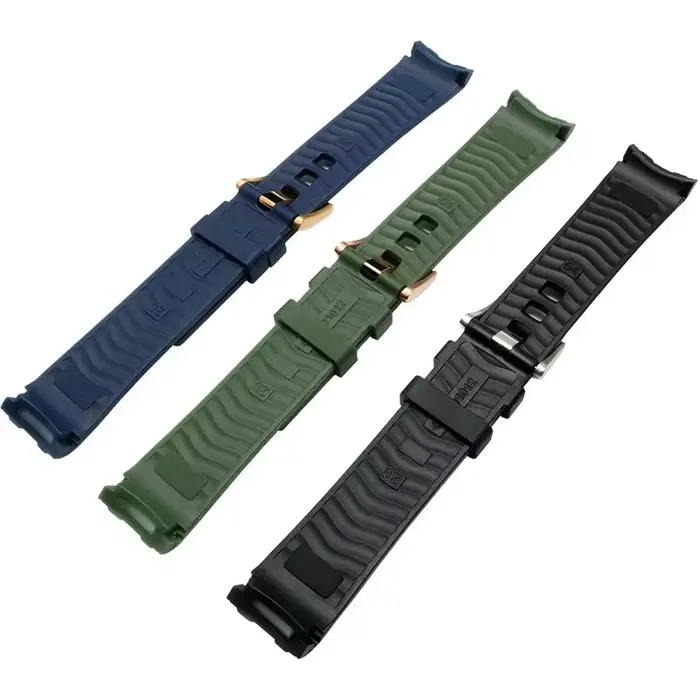 Bracelet en caoutchouc de silicone pour montre traditionnelle avec fermoir en acier couleur noir vert bleu pour hommes et femmes occasions spéciales