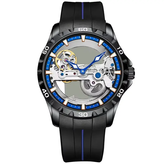 Montre mécanique automatique lumineuse de style TikTok Coupe du Monde, bracelet en silicone ajouré, 