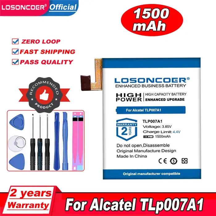 LOSONCOER 1500mAh TLp007A1 batterie de montre pour Alcatel VERIZON PALM PVG100