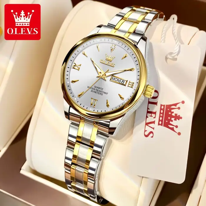 Montre couple OLEVS 9806, calendrier, étanche, lumineuse, quartz, pour homme et femme, montres origi