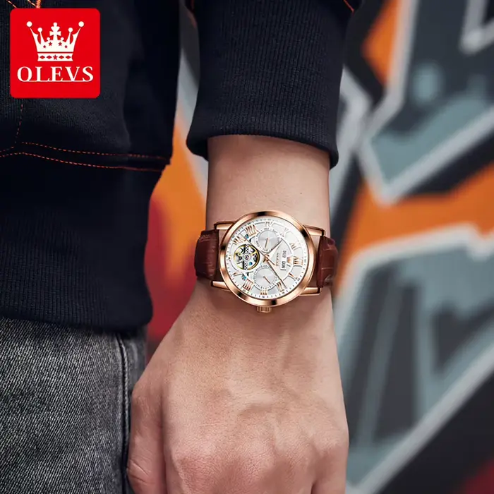OLEVS 6668 hommes montres automatiques échelle romaine montre mécanique