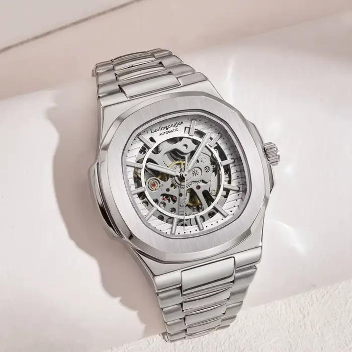 Montre mécanique squelette entièrement automatique pour homme