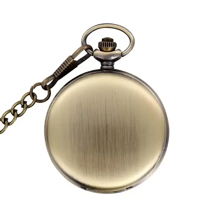 Montre de Poche à Quartz Lisse en Argent pour Homme et Femme