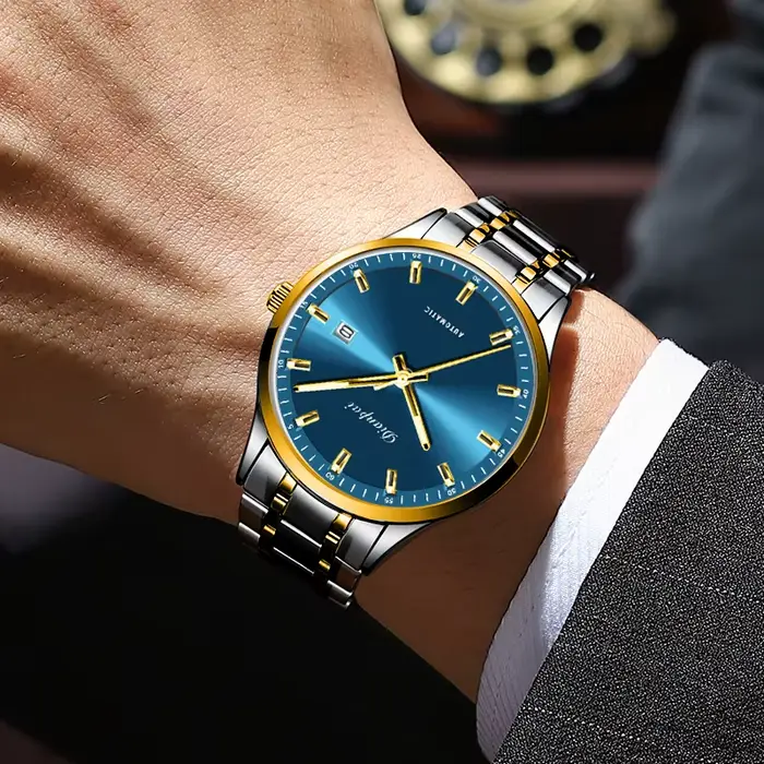 Dianpai nouvelle montre mécanique entièrement automatique pour hommes calendrier en acier inoxydable