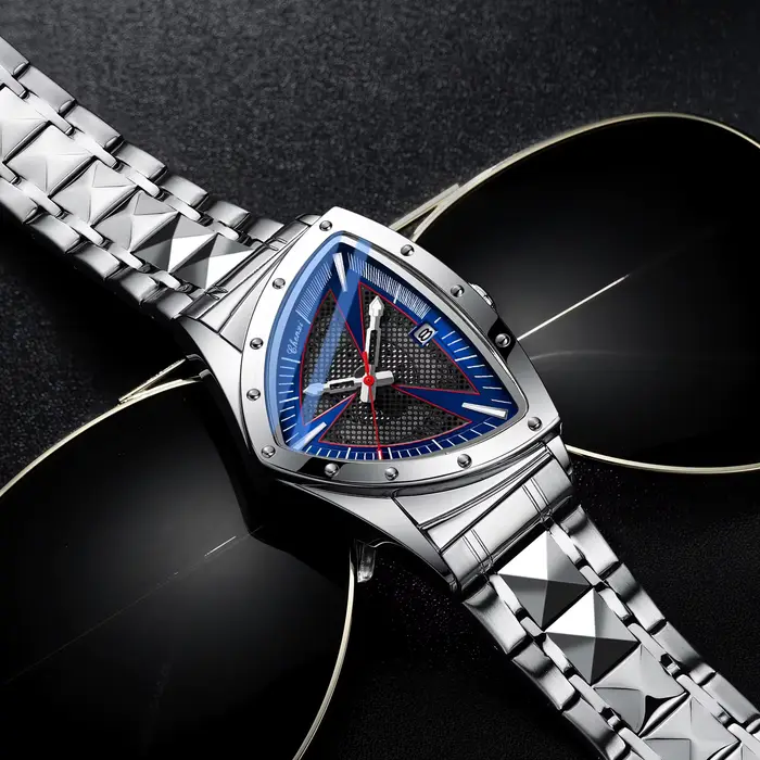 CHENXI homme d'affaires montre cadran triangulaire Unique luxe lumineux Quartz étanche montres pour hommes bracelet en acier inoxydable