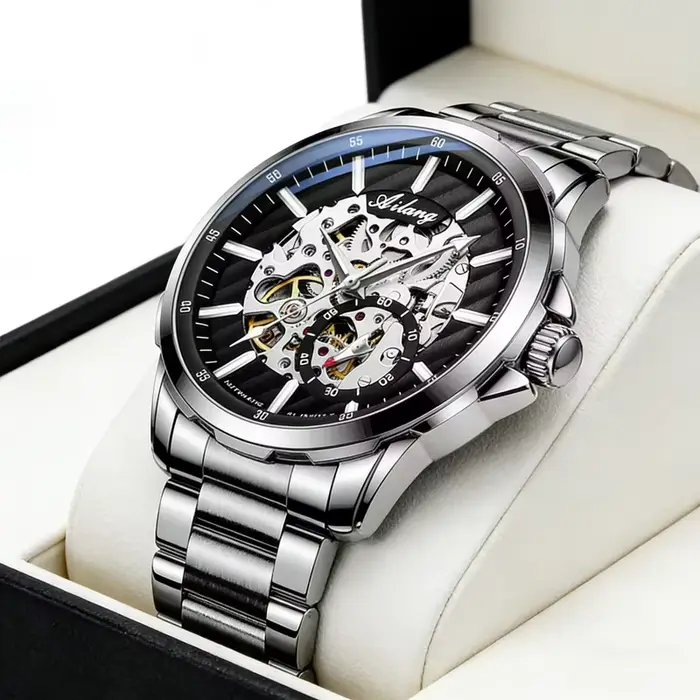 Montre-bracelet squelette de luxe à cadran au design unique