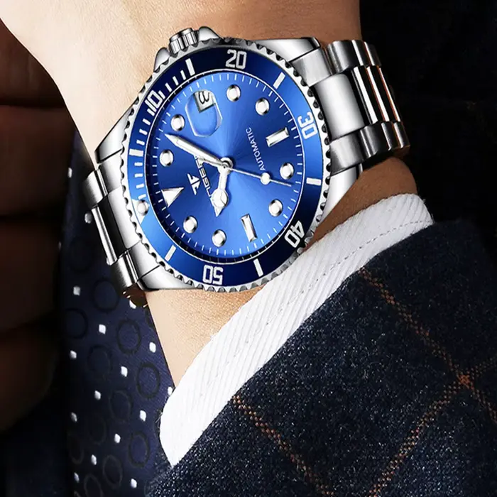 BINBOND 9001 montre mécanique entièrement automatique de luxe pour hommes étanche veilleuse précision bande d'acier