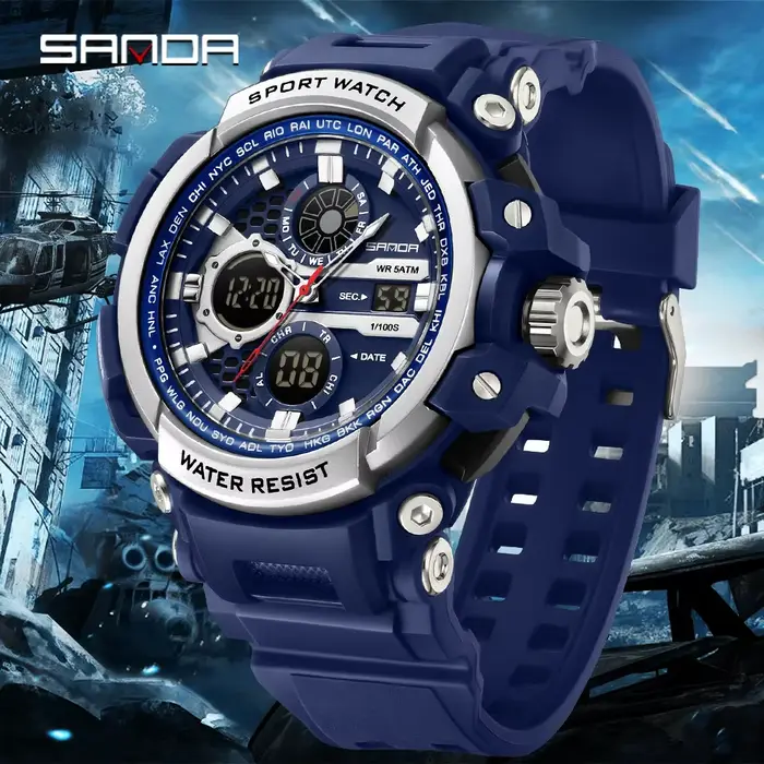Nouvelle Montre Électronique SANDA 3390 Élégante et Luxe Pour Homme Occasions Spéciales Plage Bureau Multifonctionnelle