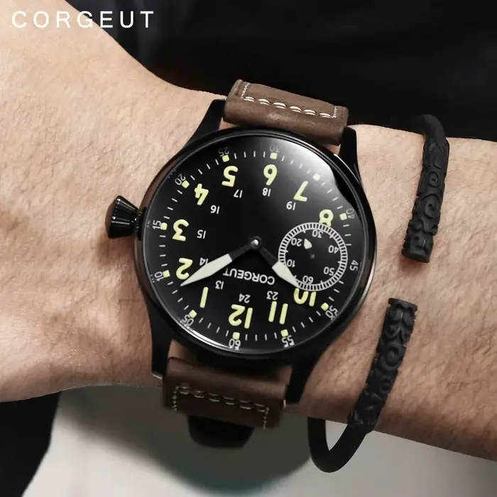 Montre Corgeut mécanique manuelle lumineuse résistante à l'eau pour hommes occasions spéciales sportives et formelles