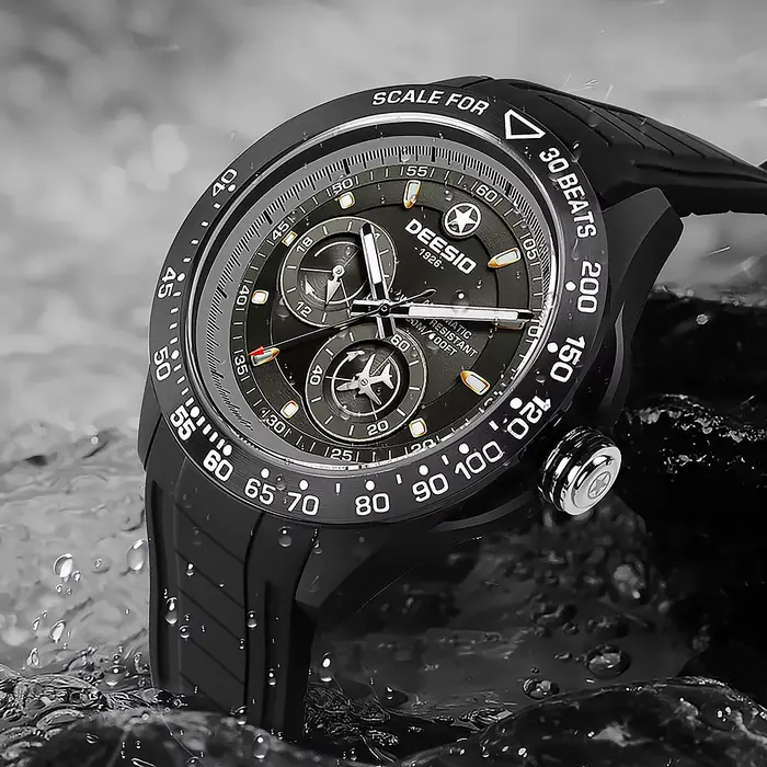 Montre mécanique automatique deesio en fibre de carbone avec cadran lumineux résistant à l'eau pour hommes occasions spéciales