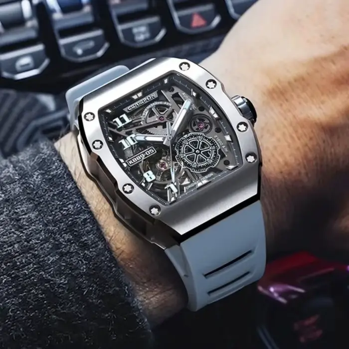 CERIEPON montre mécanique automatique modèle pour hommes marque évidé en forme de baril de vin montres lumineuses