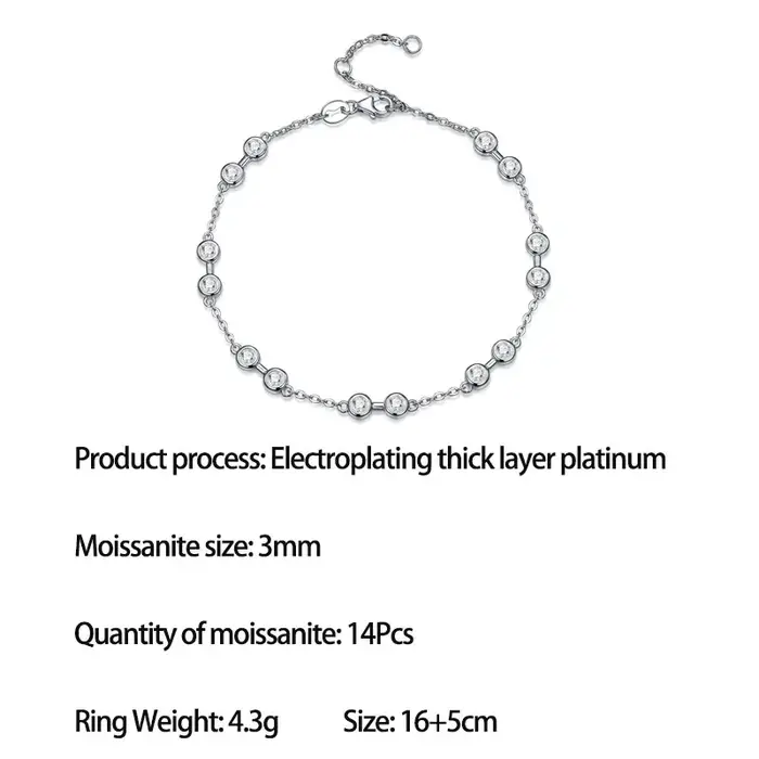 Bracelet en argent S925 LinkerLove avec moissanite pour femme
