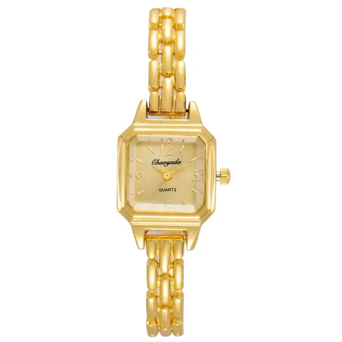 Montres à Quartz de luxe pour femmes dorées marque de mode carré dames