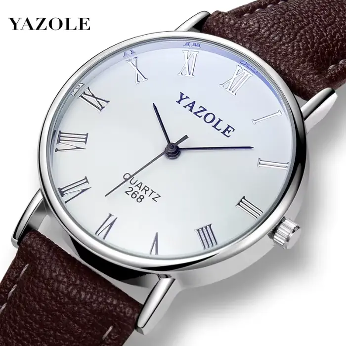Montre TINUORA décontractée et élégante en alliage avec bracelet en cuir pour hommes occasions professionnelles et détentes
