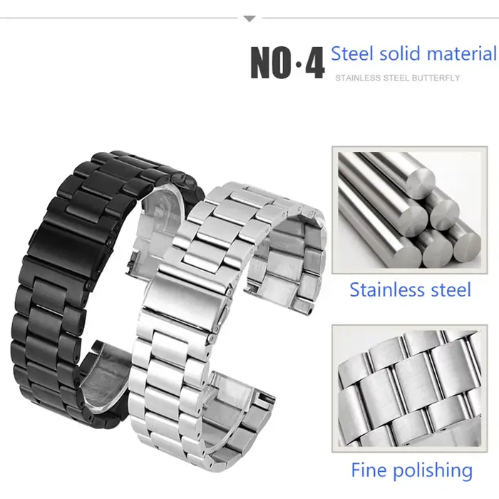 Bracelet de montre en acier inoxydable pour montre traditionnelle avec bouton à ressort largeur 16mm 18mm 20mm 22mm 24mm occasions spéciales