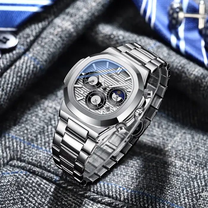 Montre à quartz étanche en acier inoxydable pour homme