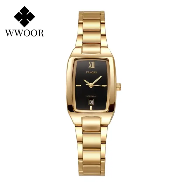 WWOOR Reloj-Montre habillée en acier inoxydable pour femme, montres pour femme, marque de luxe, mode
