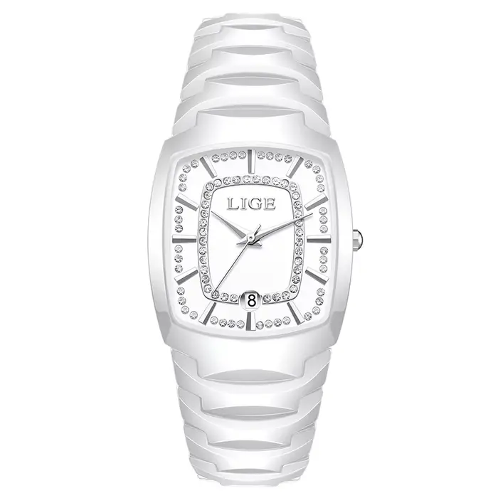 Montre à quartz de luxe LIGE pour femme, montre en céramique étanche pour femmes, montre de haute qu