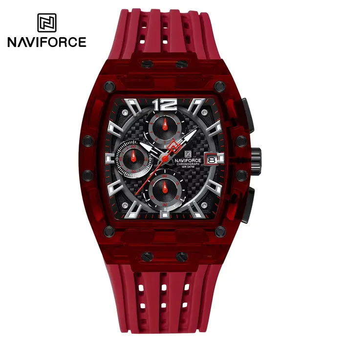 NAVIFORCE 2025 nouveau Design Transparent Tonneau montre hommes Quartz homme montres étanche luxe Sp