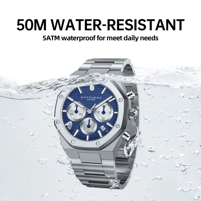SAPPHERO montre pour hommes montre étanche fonction chronographe Date aiguilles lumineuses montre en