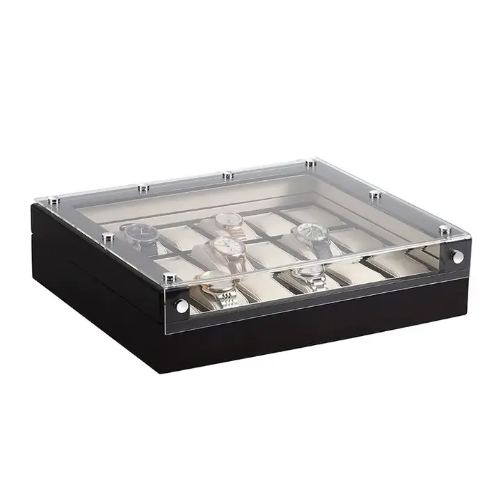 Boîte de rangement pour montres en bois antique avec vitrine transparente et couverture en acrylique pour homme occasions spéciales exposition collection