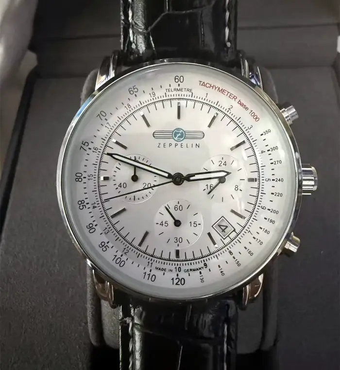 Montre Homme Zeppelin Tendance Mode, Chronographe Multifonctionnel à Trois Cadrans, Style Décontract