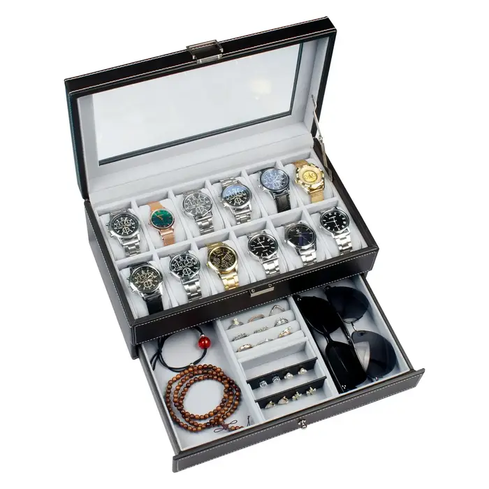 Boîte de montre en cuir PU pour hommes et femmes