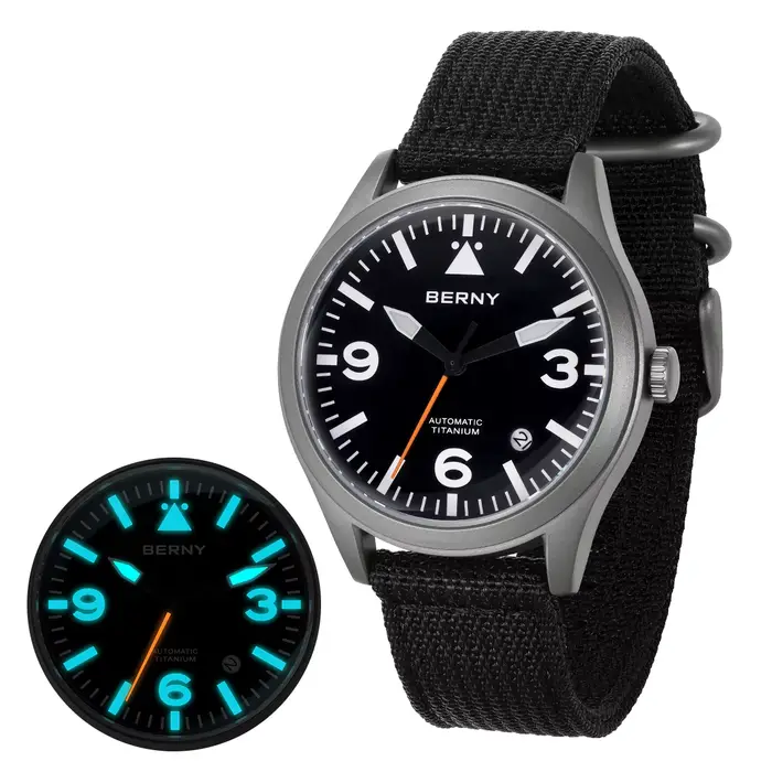 BERNY – montre automatique entièrement en titane pour hommes