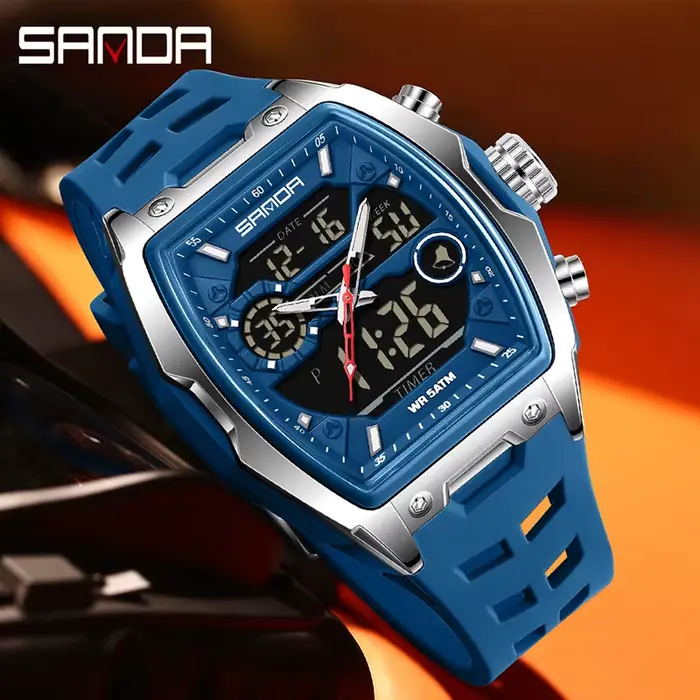 SANDA mode double affichage numérique hommes montre multifonctionnel en plein air Sport