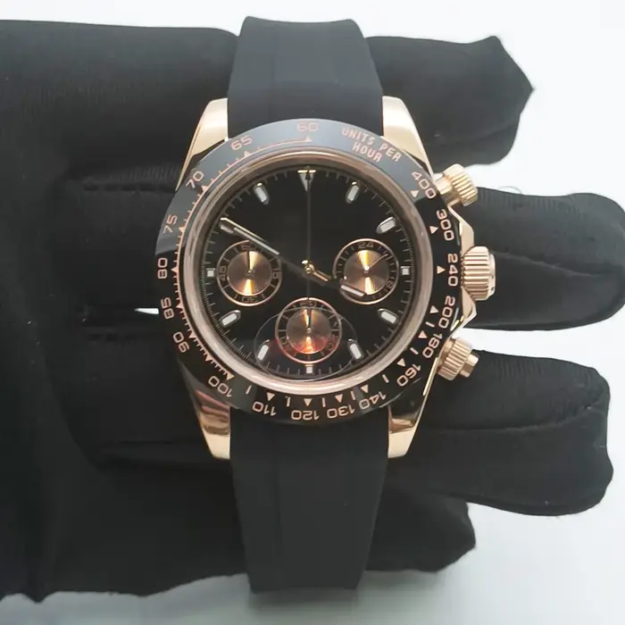 Montre VK63 en or Rose, chronographe à Quartz 39.5MM + bracelet en caoutchouc, verre saphir, mouveme