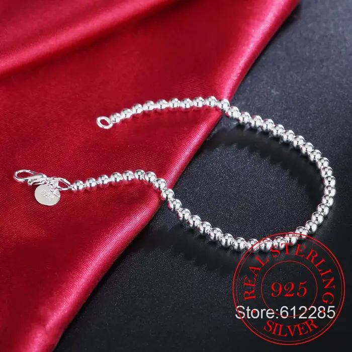 Bracelet en argent regardé 100% véritable pour adolescentes