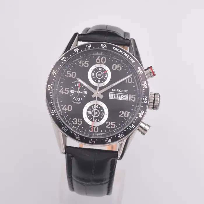 Montre mécanique automatique en cuir pour homme, marque de luxe, 24 heures, semaine et date, style m