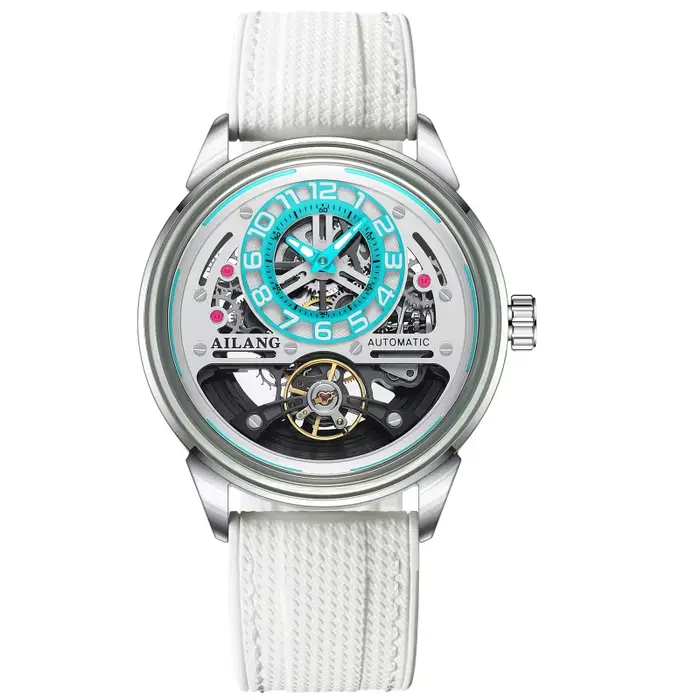 Montres de luxe à tourbillon pour hommes, mode sport, bracelet en caoutchouc, phase de lune, date, é