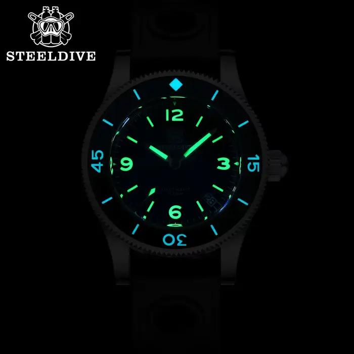 Montre de plongée STEELDIVE SD1952 avec lunette céramique et bracelet en cuir pour homme résistant à l'eau 300m