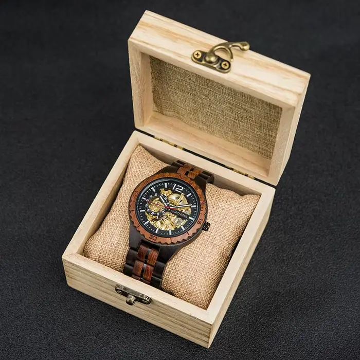 Montre mécanique homme DODO DEER en bois avec mouvement automatique pour cadeaux d'anniversaire et mariage occassions spéciales
