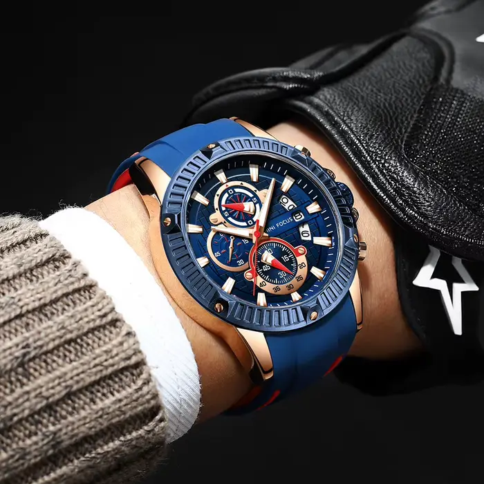 Bouton chronographe lumineux montre homme sport MINIFOCUS occasionnels pour hommes quartz resistant a l'eau