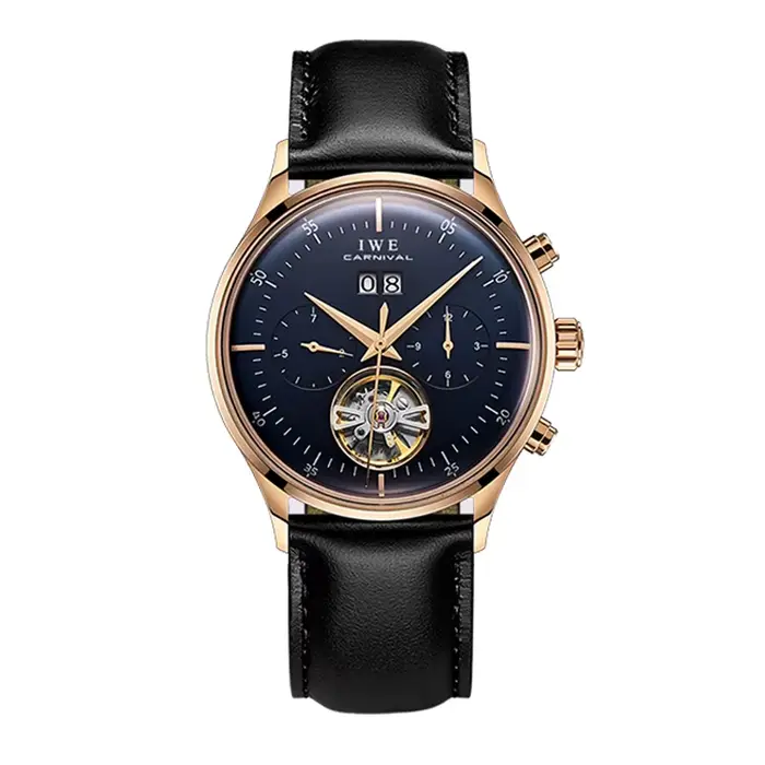 CARNIVAL squelette Tourbillon montres hommes mode décontracté étanche hommes or Rose automatique mon