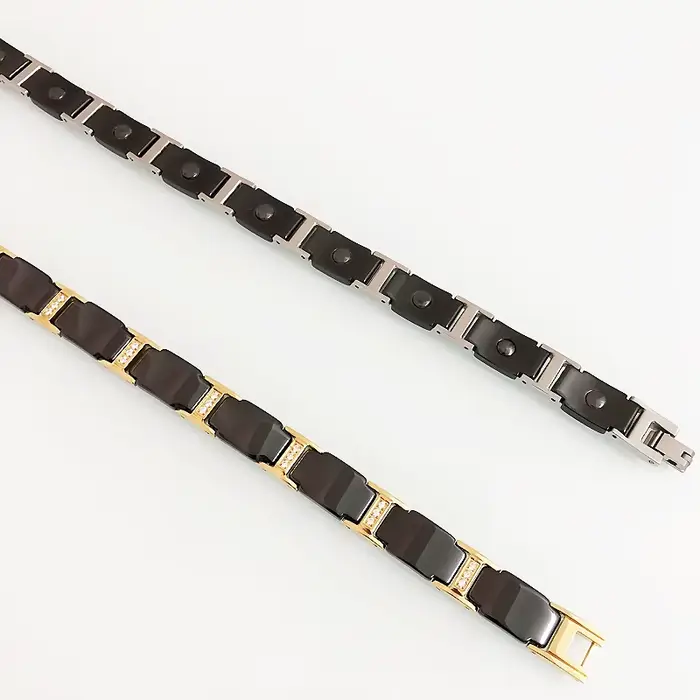 Bracelet Magnétique en Céramique Acier Inoxydable Pour Homme Géométrique Hématite Occasions Spéciales Cadeau Anniversaire