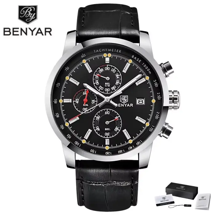 BENYAR 5102 haut tendance marque montre pour hommes Quartz luxe chronographe montre de sport cadeau 