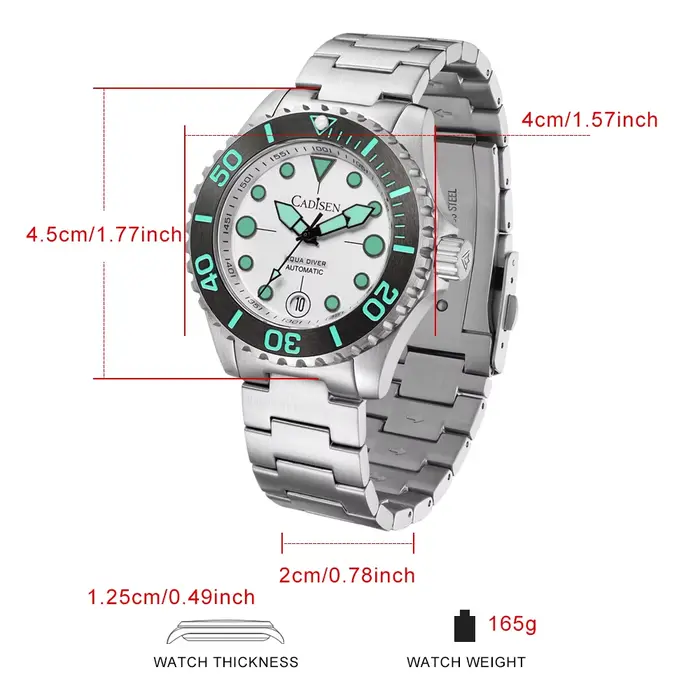 CADISEN AQUA DIVER 2024 nouvelle marque de luxe hommes montres montre automatique japon NH35A 100M étanche lumineux mécanique montre-bracelet